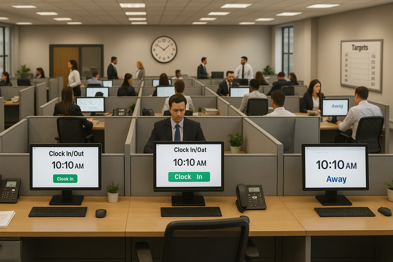 Clock In/Out — time tracking app concept